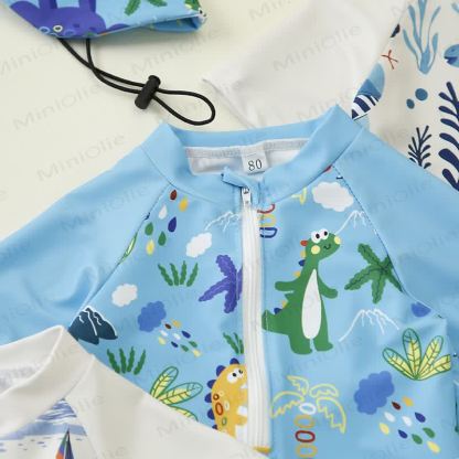 Costume da bagno per bambini piccoli con cappello e dinosauro squalo - image 15