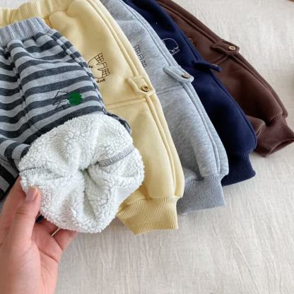 Pantaloni da jogging foderati in pile con motivo animali per neonati e bambini - image 6