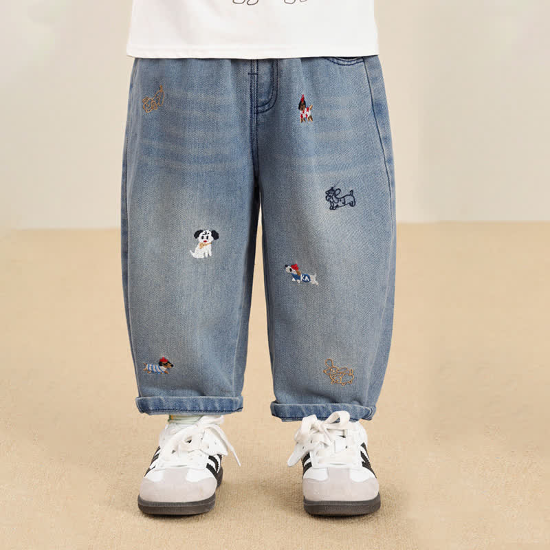 Pantaloni in denim ricamati per neonati e bambini piccoli - image 4
