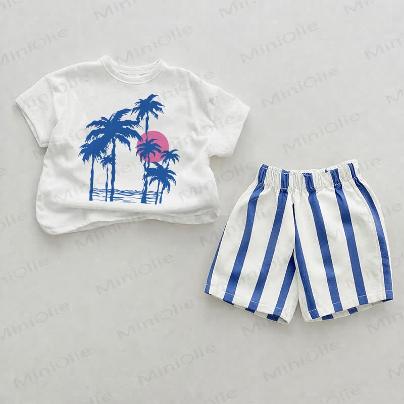 Set di 2 pezzi Baby Tree a righe verticali - Bianco e Blu - 2-3T - image 1