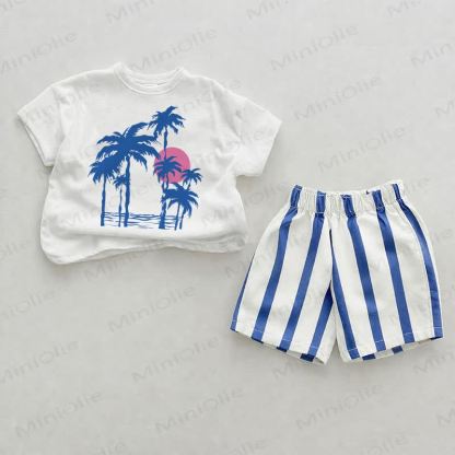 Set di 2 pezzi Baby Tree a righe verticali - Bianco e Blu - 2-3T - image 1