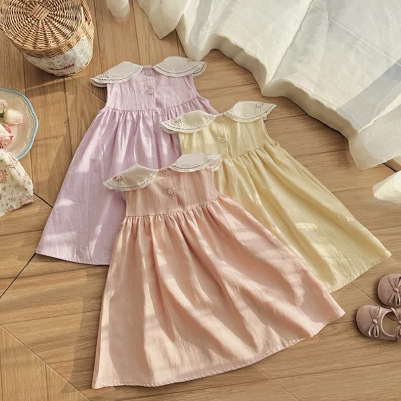 Vestito senza maniche con ricami floreali per bambina - image 8