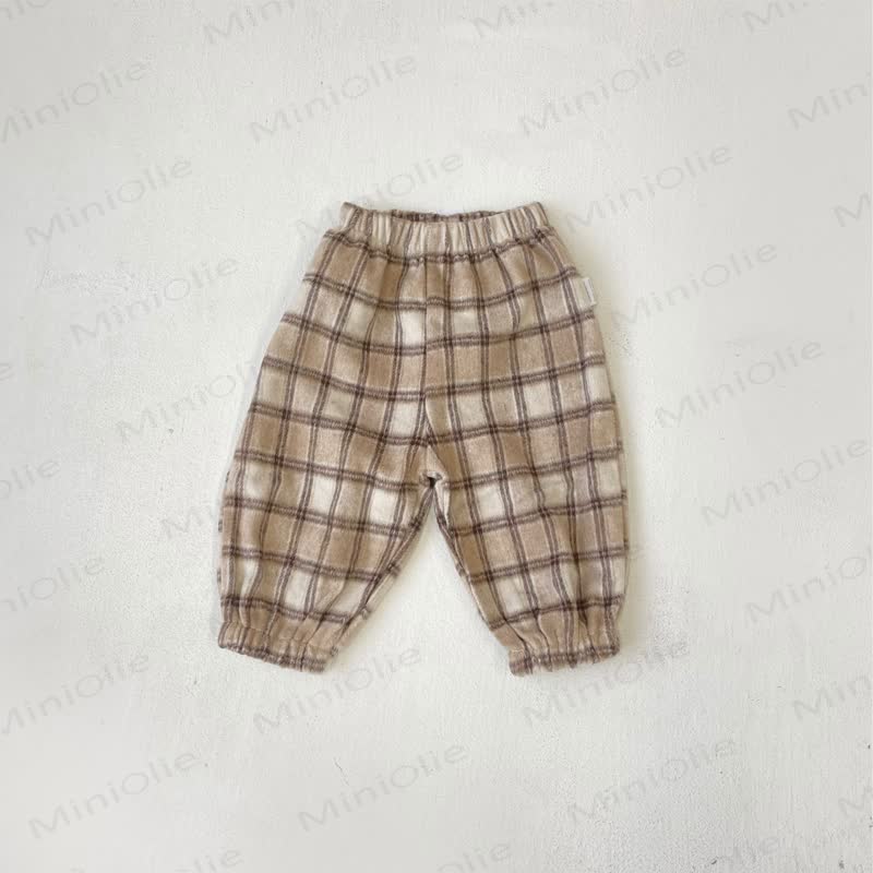 Pantaloni da jogging a quadri per neonati e bambini - Plaid beige caffè - 2-3T - image 3