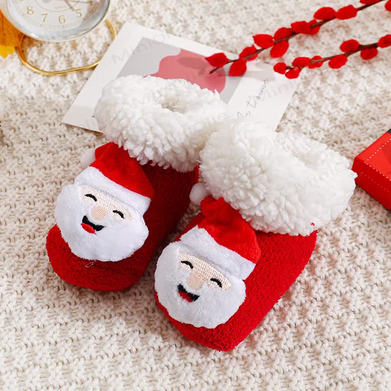 Calzini da pavimento Sherpa con albero di Babbo Natale e renna - Sorridi Babbo Natale - 1-3T - image 9