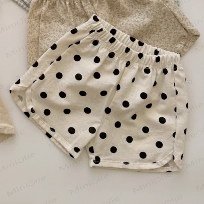 Pantaloncini in lino con fiocco a quadri per neonati e bambini - Puntini - 5-7T - image 10