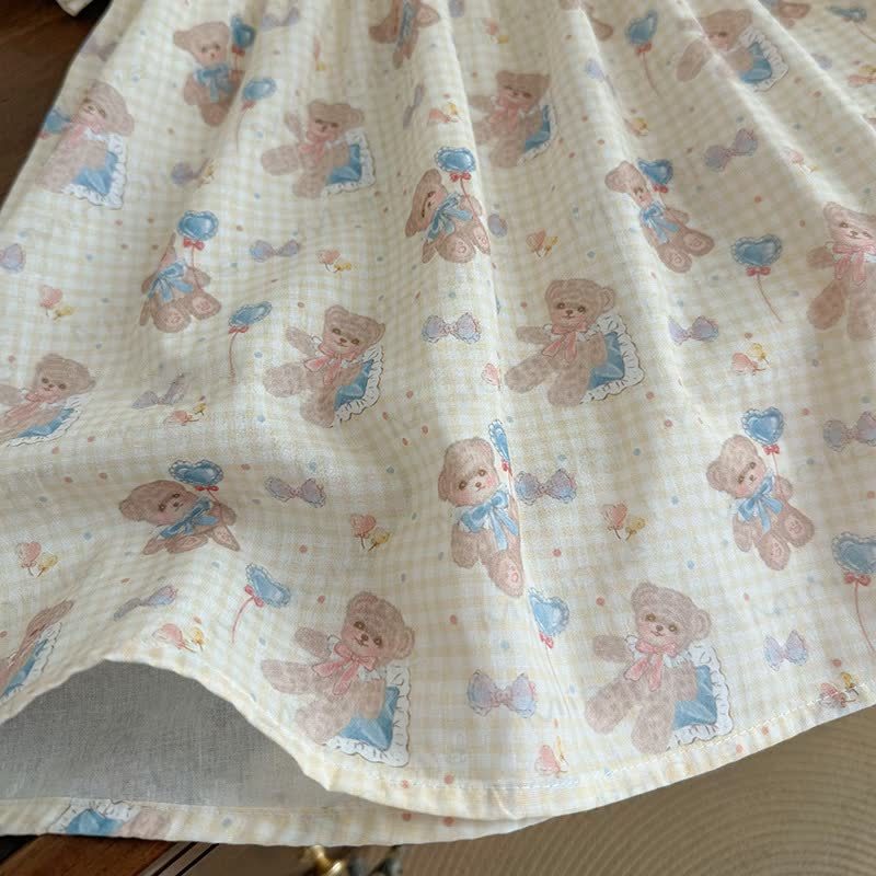 Vestito in pizzo con fiocchi e orsetto innamorato per bambina - image 5