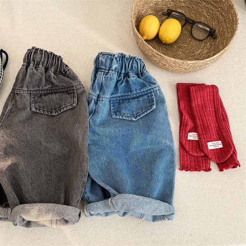 Pantaloni larghi in denim lavato per bambini piccoli - image 4