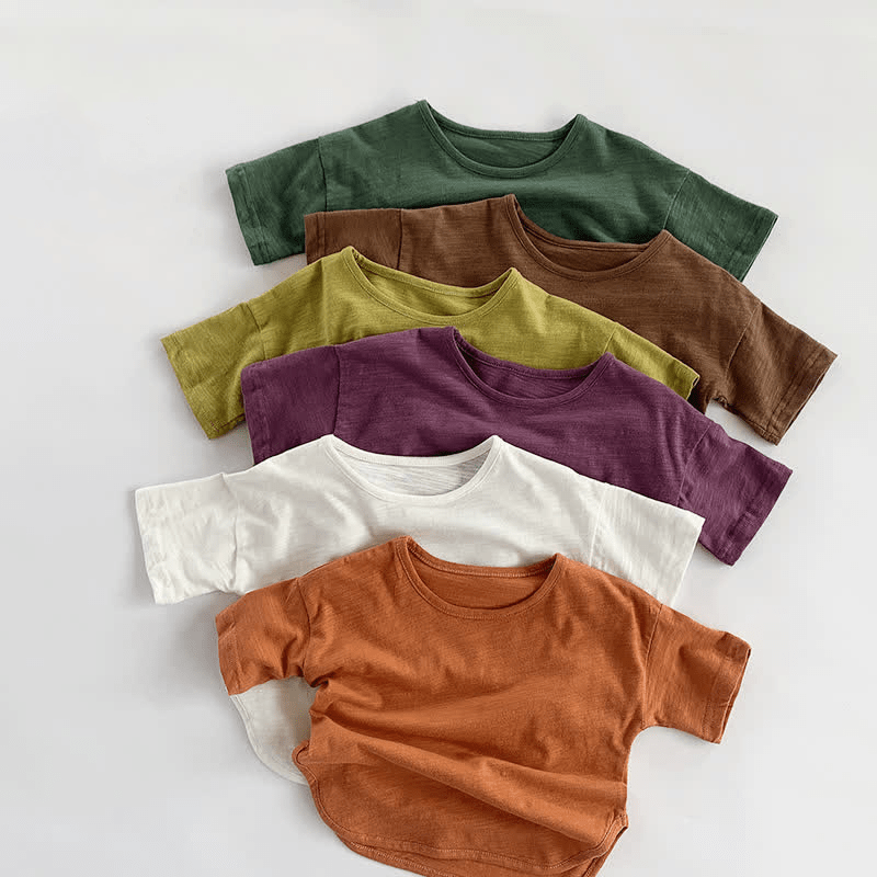 Maglietta retrò tinta unita per bambini piccoli - image 1