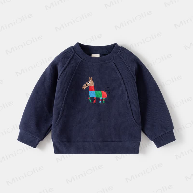 Felpa con ricamo pony per bambini - Blu navy - 8 anni - image 3