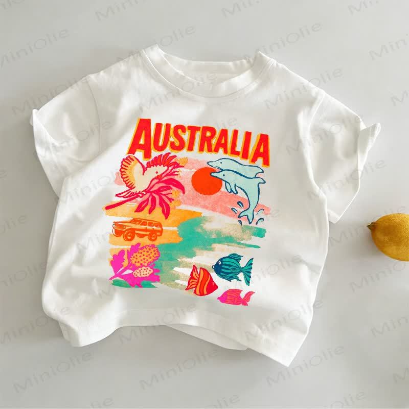 AUSTRALIA Maglietta per bambini con stampa di paesaggio bianco - Bianco - 6-7T - image 1
