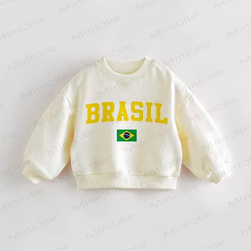 Felpa con bandiera brasiliana per neonati e bambini piccoli - Crema - 3-5T - image 1
