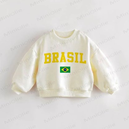 Felpa con bandiera brasiliana per neonati e bambini piccoli - Crema - 3-5T - image 1