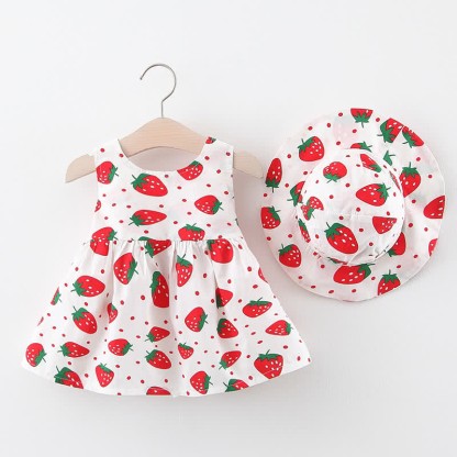Vestito con cappello e pois a forma di fragola per bambini - image 4