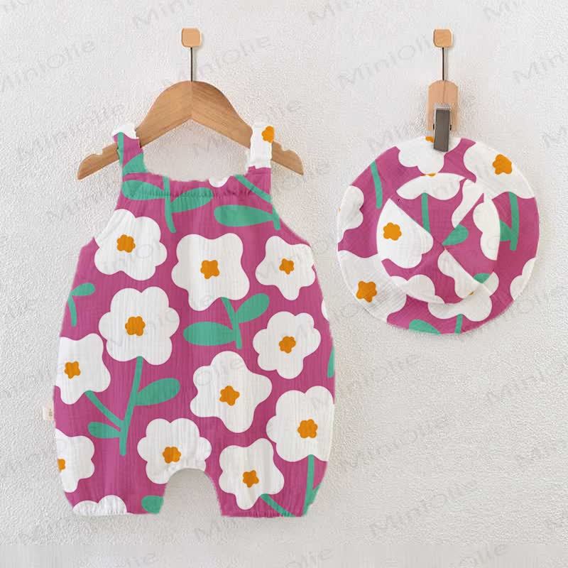 Tutina rosa con stampa margherite e cappellino - Rosa - 18-24 mesi - image 1