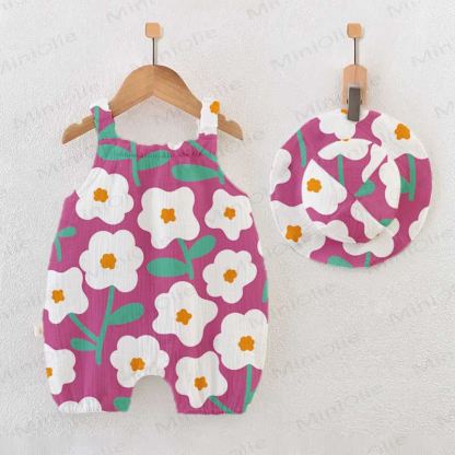 Tutina rosa con stampa margherite e cappellino - Rosa - 18-24 mesi - image 1