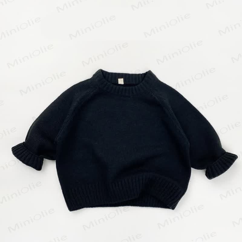 Maglione lavorato a maglia a girocollo tinta unita per bambini - Nero - 8 anni - image 3