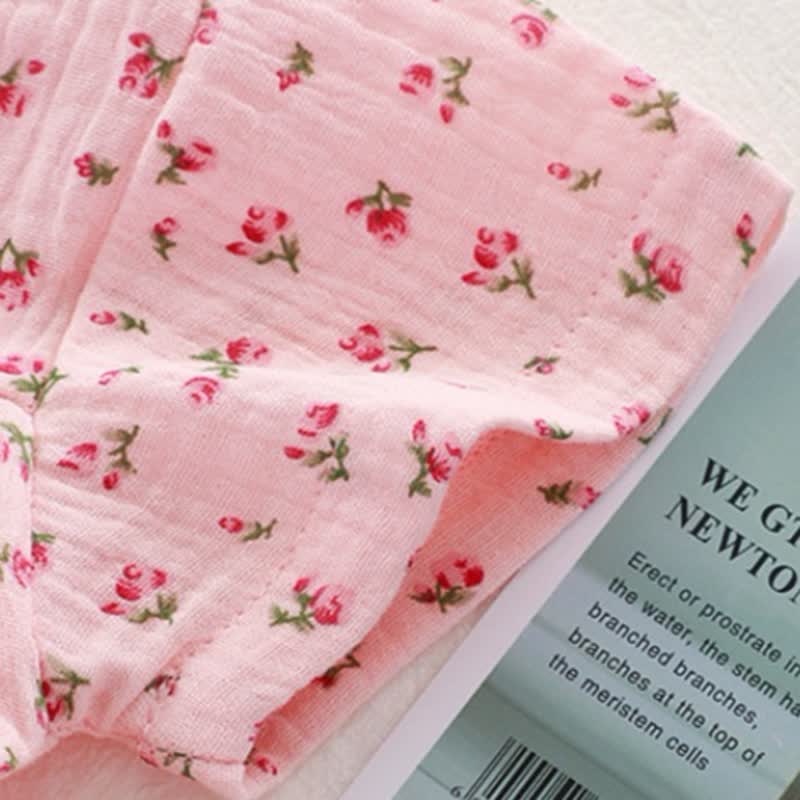 Pigiama da bambina composto da maglietta e pantaloncini con stampa floreale, set di 2 pezzi - image 7
