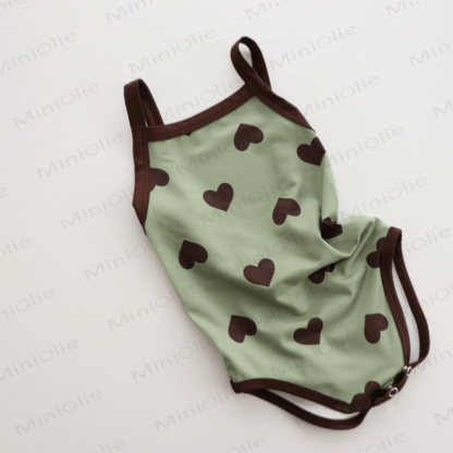 Costume da bagno con bretelle e schiena scoperta per neonati Love con cappello - Verde - 2-3T - image 2