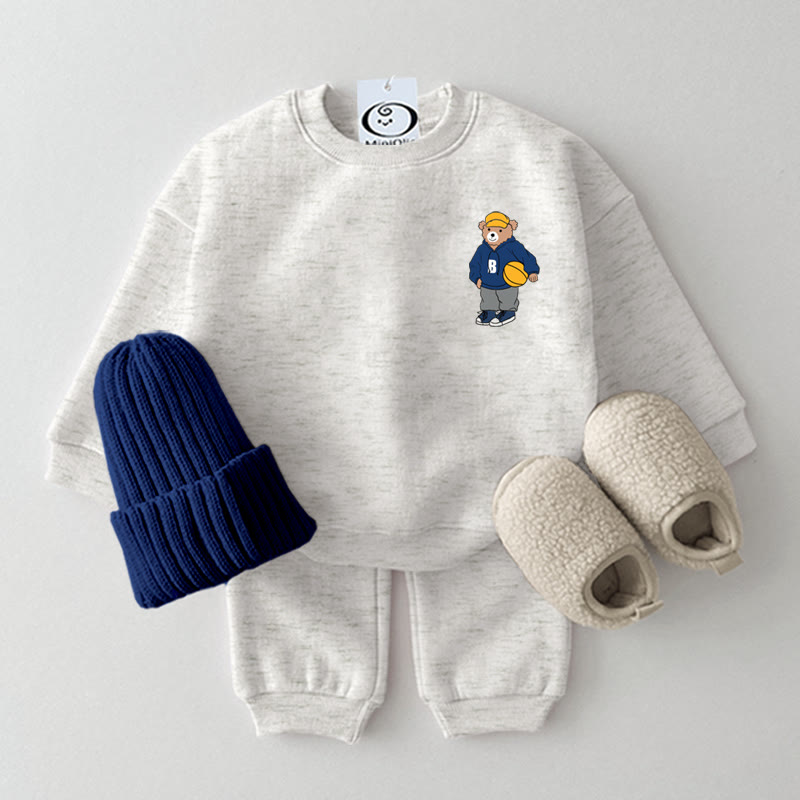 Tuta da ginnastica B Baby con orsetto da basket - Grigio chiaro - 2-3T - image 1
