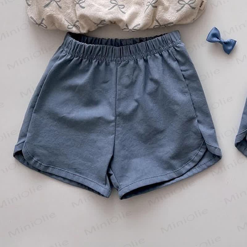 Pantaloncini in lino con fiocco a quadri per neonati e bambini - Blu - 5-7T - image 7