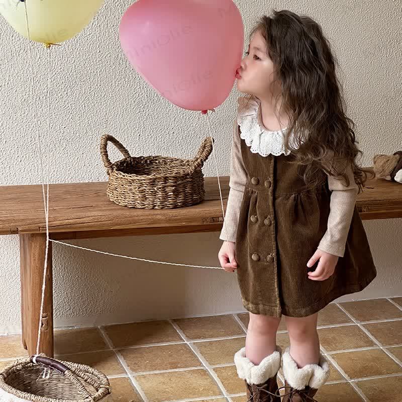 Vestito dolce senza maniche in velluto a coste per bambina - image 4