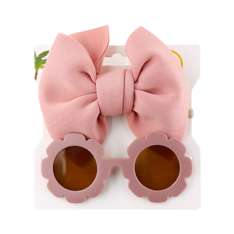 Set di occhiali da sole e fascia con fiocco per bambini - Rosa scuro - image 9