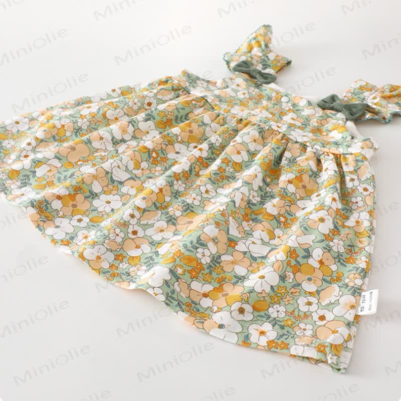 Vestitino o cappellino beige con fiori e fiocco per neonata/bambina - image 4