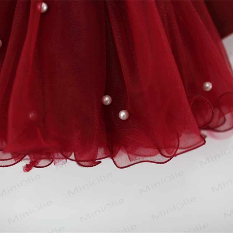 Vestito in rete con fiocco e perline per bambina - image 12