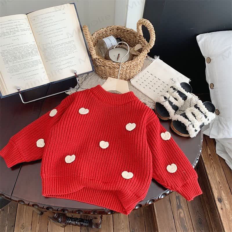 Maglione lavorato a maglia a forma di cuore per bambine - Rosso - 10 anni - image 5