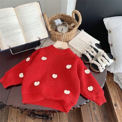 Maglione lavorato a maglia a forma di cuore per bambine - Rosso - 10 anni - image 5