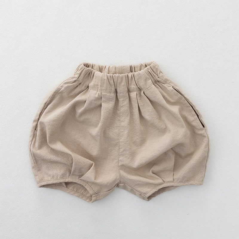 Pantaloncini da bambino in cotone a tinta unita - Beige - 6-7T - image 4