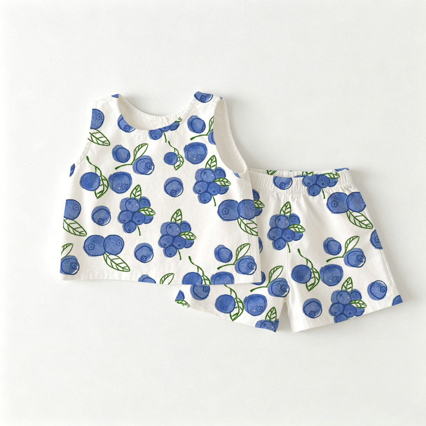 Completo da neonata/bambina composto da top e pantaloncini bianchi con stampa di mirtilli, due pezzi. - Bianco - 3-4 anni - image 1