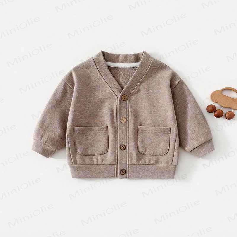 Cardigan/cappotto per neonati e bambini in maglia a nido d'ape con bottoni frontali - Marrone - 3-4 anni - image 8