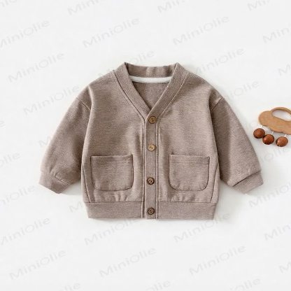 Cardigan/cappotto per neonati e bambini in maglia a nido d'ape con bottoni frontali - Marrone - 3-4 anni - image 8