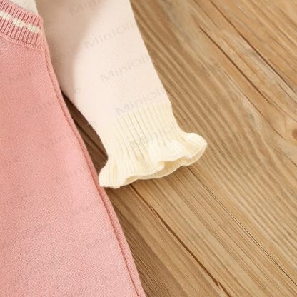 Vestito lavorato a maglia con fiocco e coniglietto per bambina - image 8