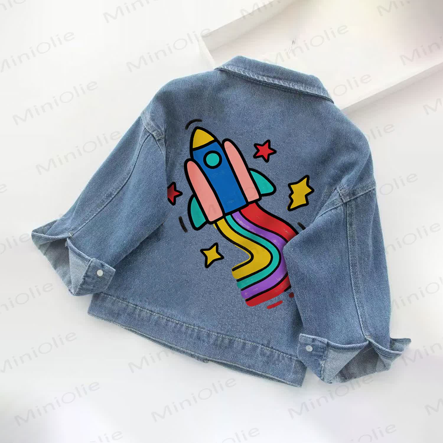 Giacca di jeans colorata a forma di razzo per bambini piccoli - Blu - 10-11T - image 1