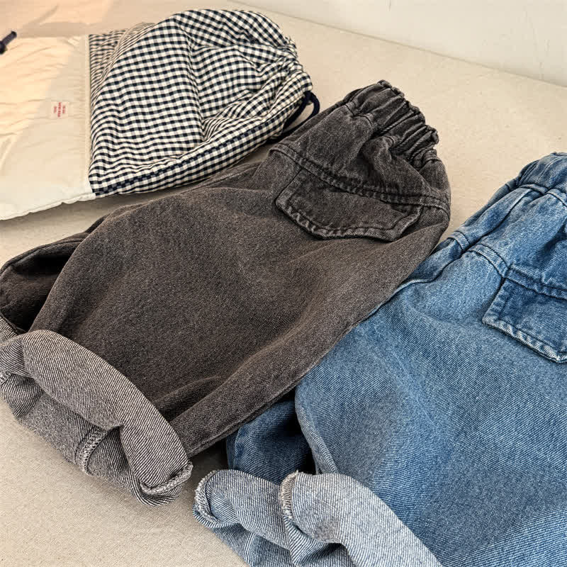 Pantaloni larghi in denim lavato per bambini piccoli - image 5