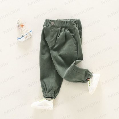 Pantaloni semplici di colore puro per bambini piccoli - Verde - 10 anni - image 7
