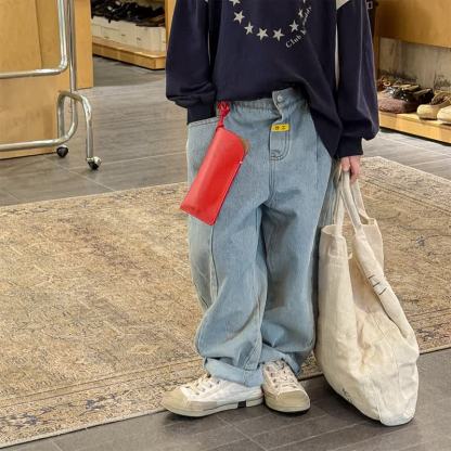 Pantaloni in denim tinta unita per neonati e bambini - image 4