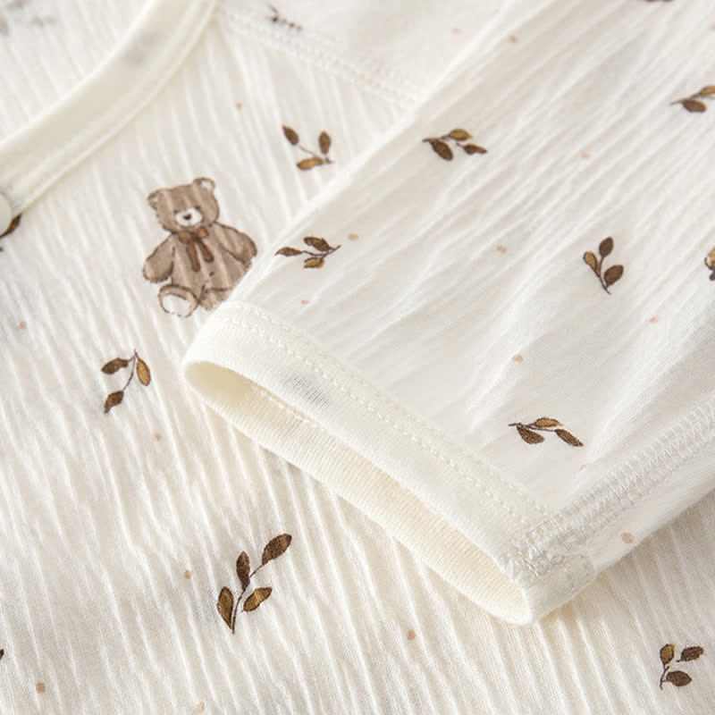 Tutina per neonati con fiocco, pois e orsetto, chiusura frontale con bottoni. - image 7