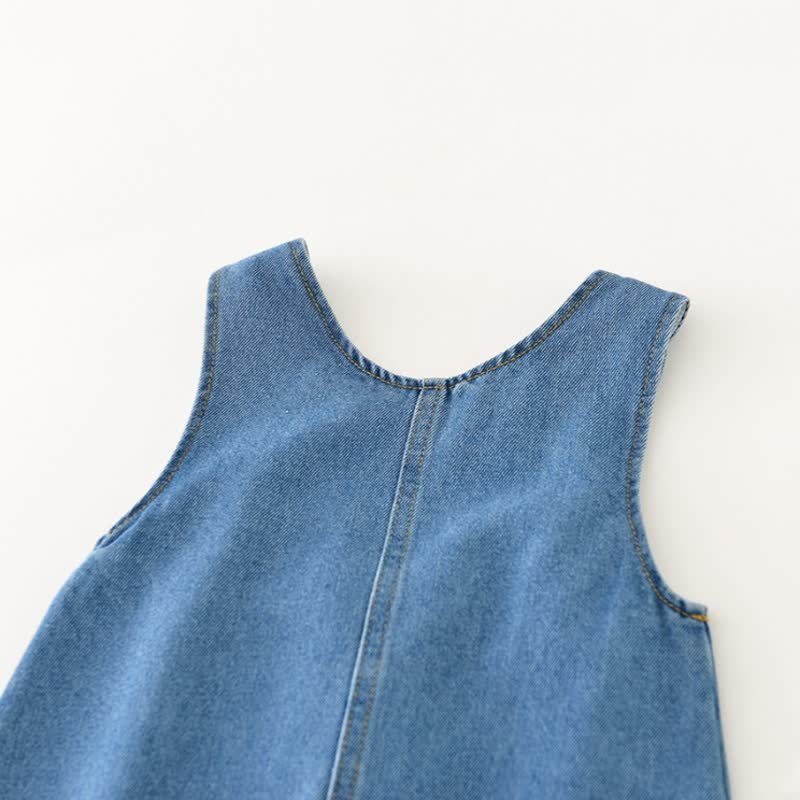 Salopette in denim blu con toppe a forma di anatra per neonati e bambini piccoli - image 6