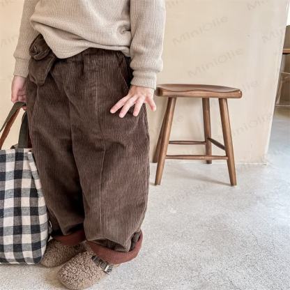 Pantaloni foderati in pile a coste per bambina - Caffè - 8 anni - image 3