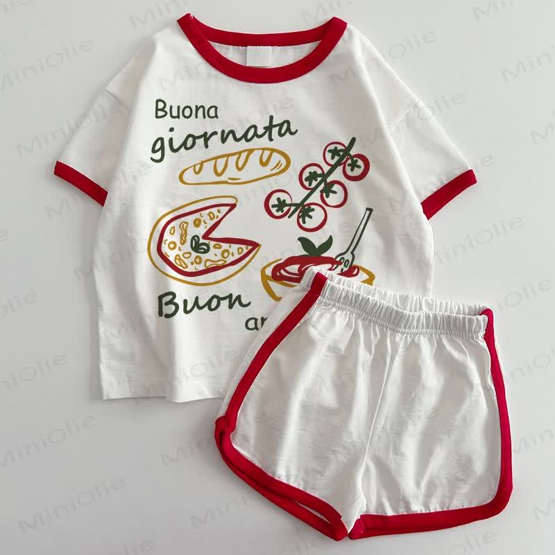 BUONA GIORNATA Set T-shirt e Shorts Baby 2 Pezzi - Bianco e Rosso - 3-5T - image 1