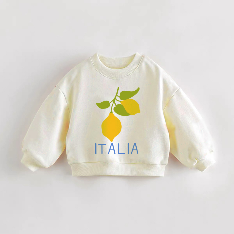 Felpa per neonati e bambini piccoli IT ALIA con stampa limoni - Crema - 3-5T - image 1