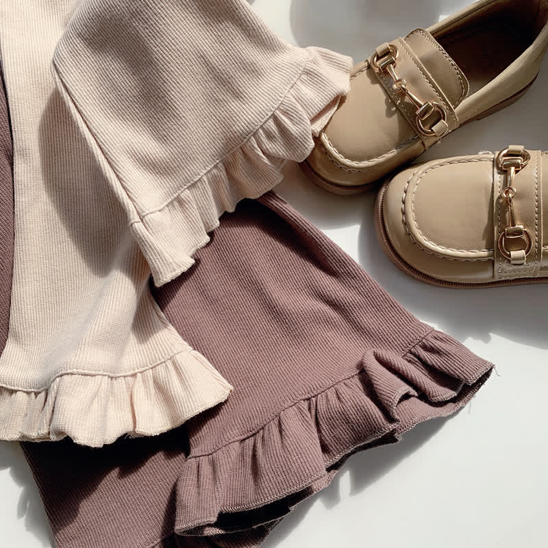 Pantaloni a zampa d'elefante tinta unita per bambini - image 8