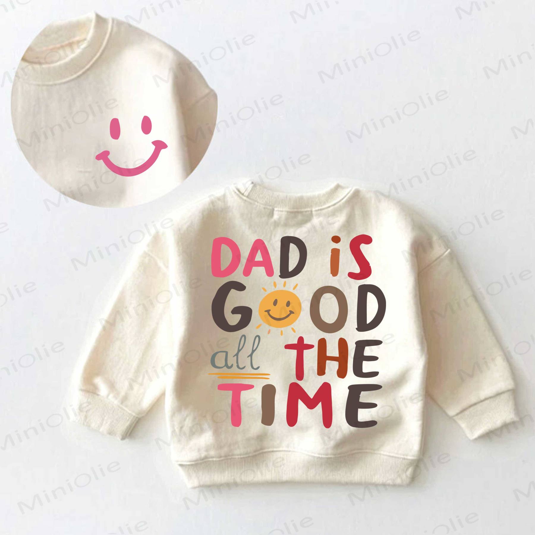 PAPÀ È SEMPRE BRAVO Felpa per neonati e bambini con faccina sorridente - Crema - 3-5T - image 1