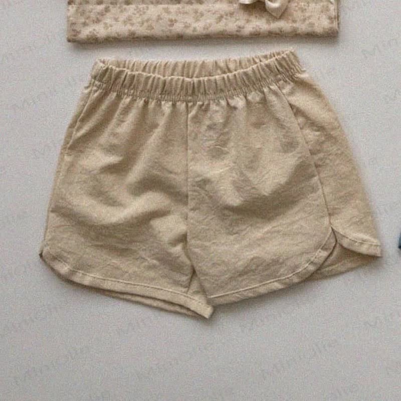 Pantaloncini in lino con fiocco a quadri per neonati e bambini - Albicocca - 5-7T - image 5