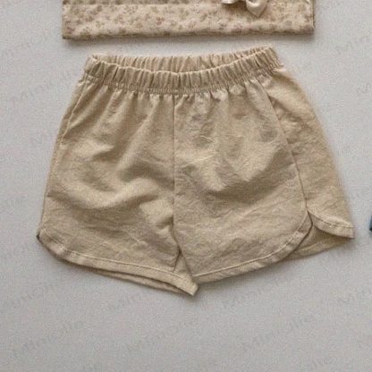 Pantaloncini in lino con fiocco a quadri per neonati e bambini - Albicocca - 5-7T - image 5