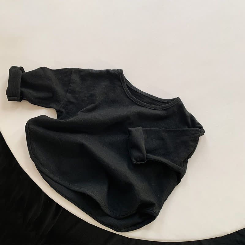 Maglietta larga tinta unita per bambini piccoli - Nero - 7-9T - image 2