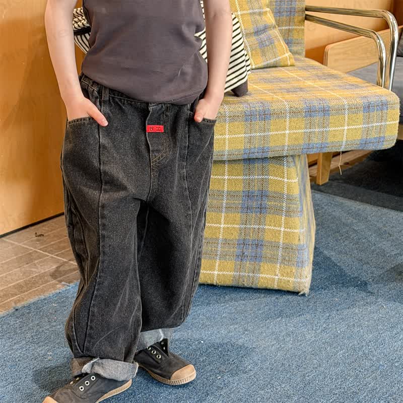 Pantaloni in denim tinta unita per neonati e bambini - image 6